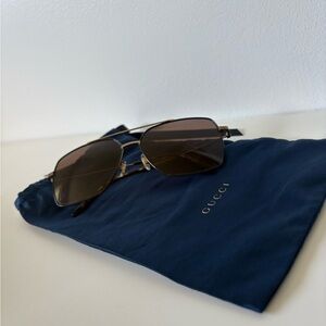 Gucci Gold Frame Sunglasses with Brown Lenses